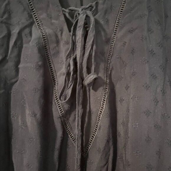 Lane Bryant Business Casual Dressy Peasant Navy Blue Long Sleeve Blouse SZ 24 - Picture 3 of 6